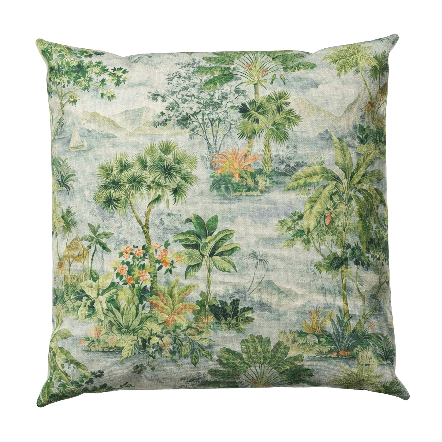Euro Sham in Tropical Toile - Palm