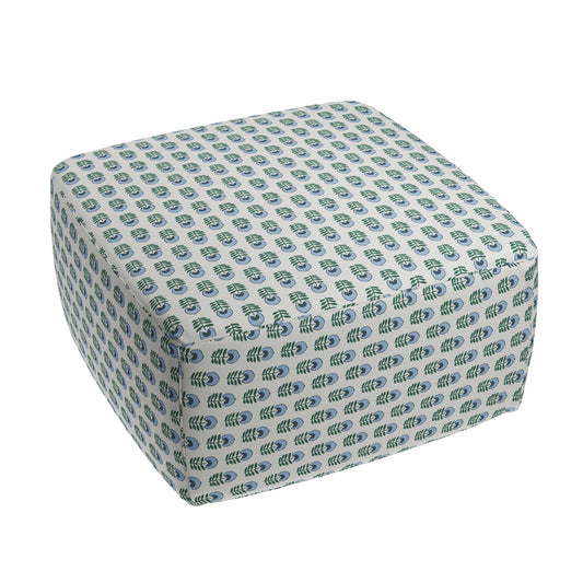 Square Pouf in Mini Florals - Forest