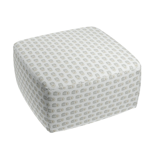 Square Pouf in Mini Florals - Ivory