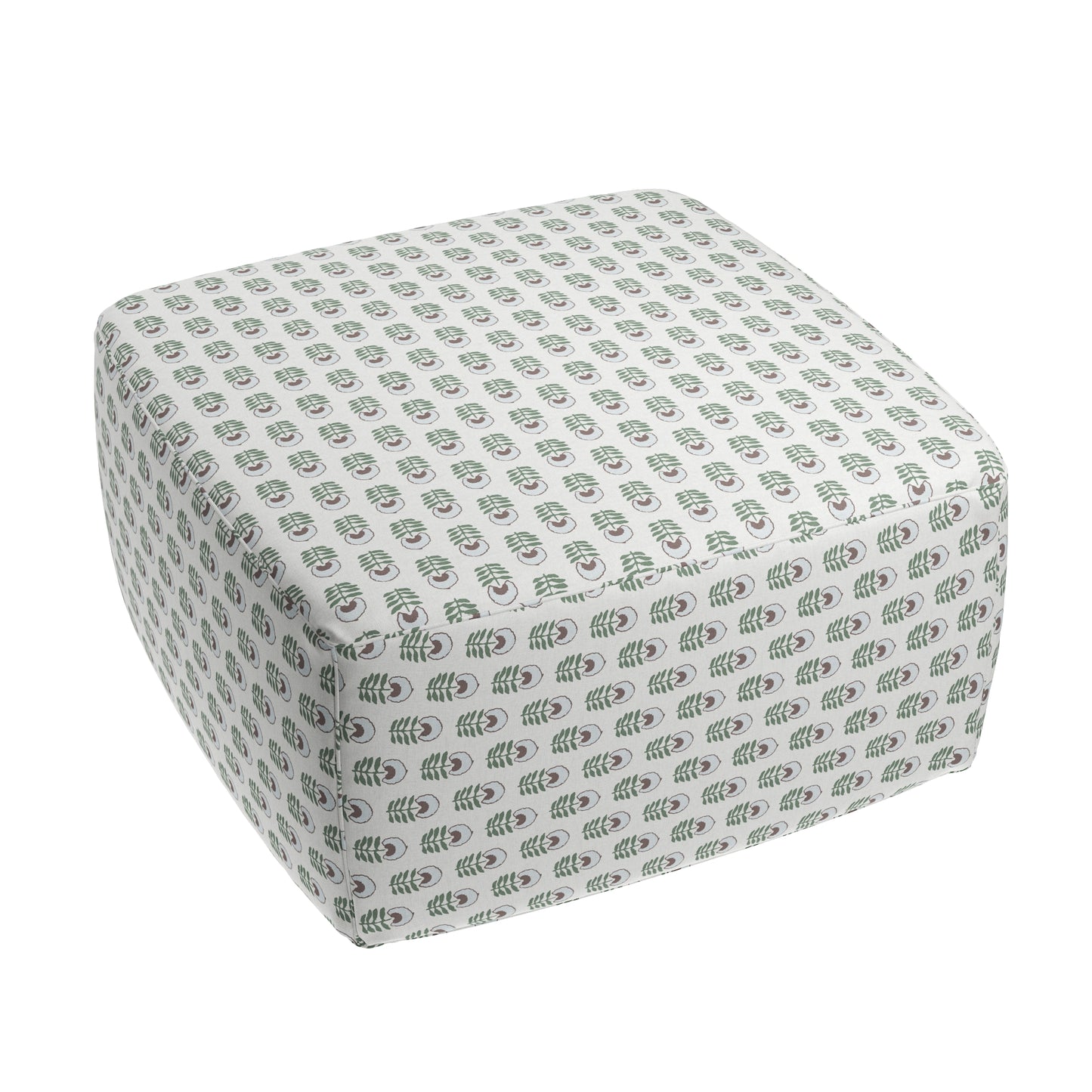 Square Pouf in Mini Florals - Mountain Teal