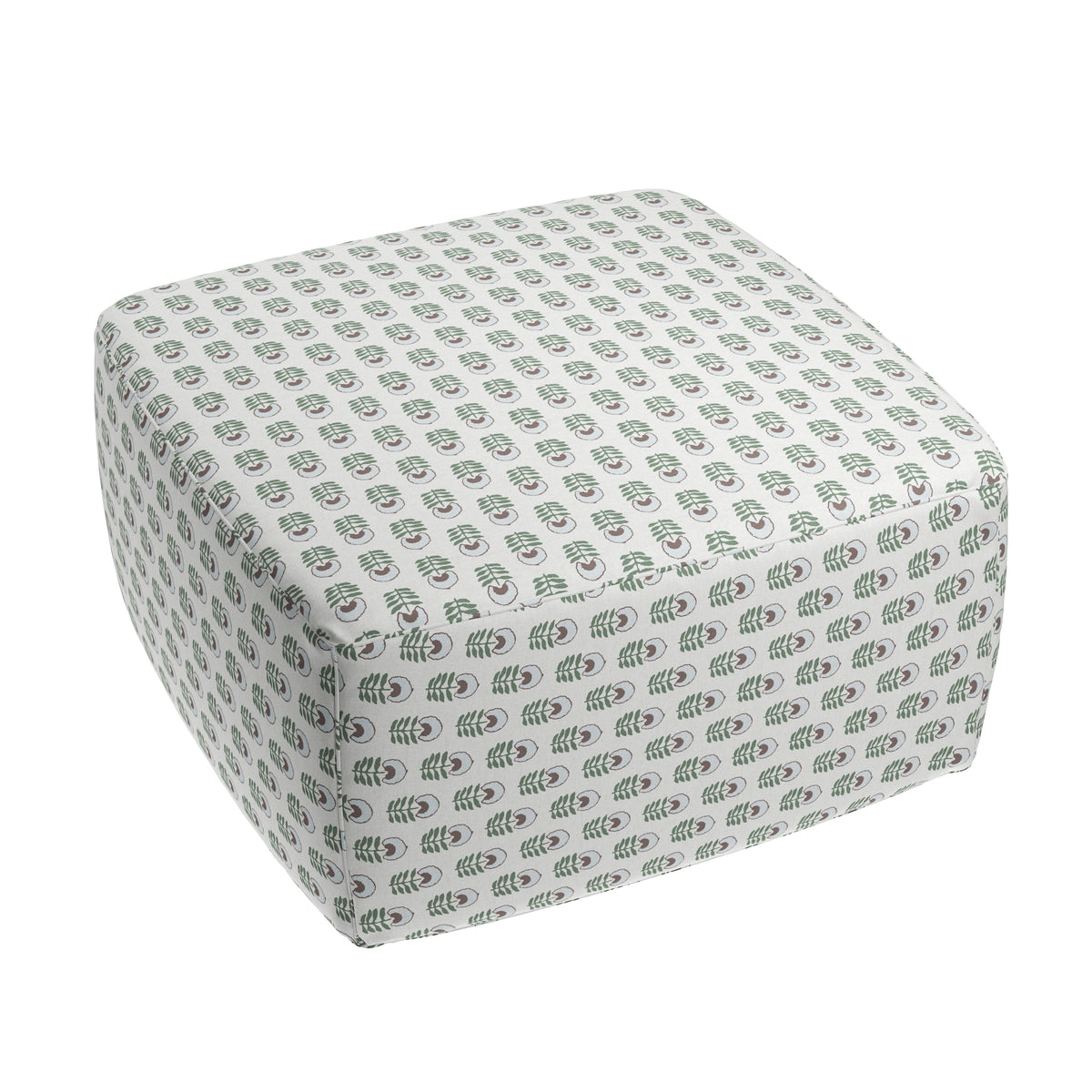 Square Pouf in Mini Florals - Mountain Teal