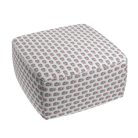 Square Pouf in Mini Florals - Mulberry