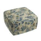 Square Pouf in Tropical Toile - Lagoon