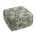 Square Pouf in Tropical Toile - Lagoon