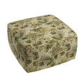 Square Pouf in Tropical Toile - Moonstone