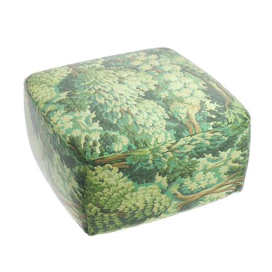 Square Pouf in Enchanted Forest - Emerald