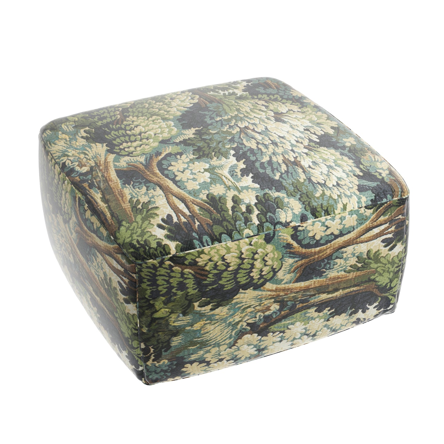 Square Pouf in Enchanted Forest - Peridot