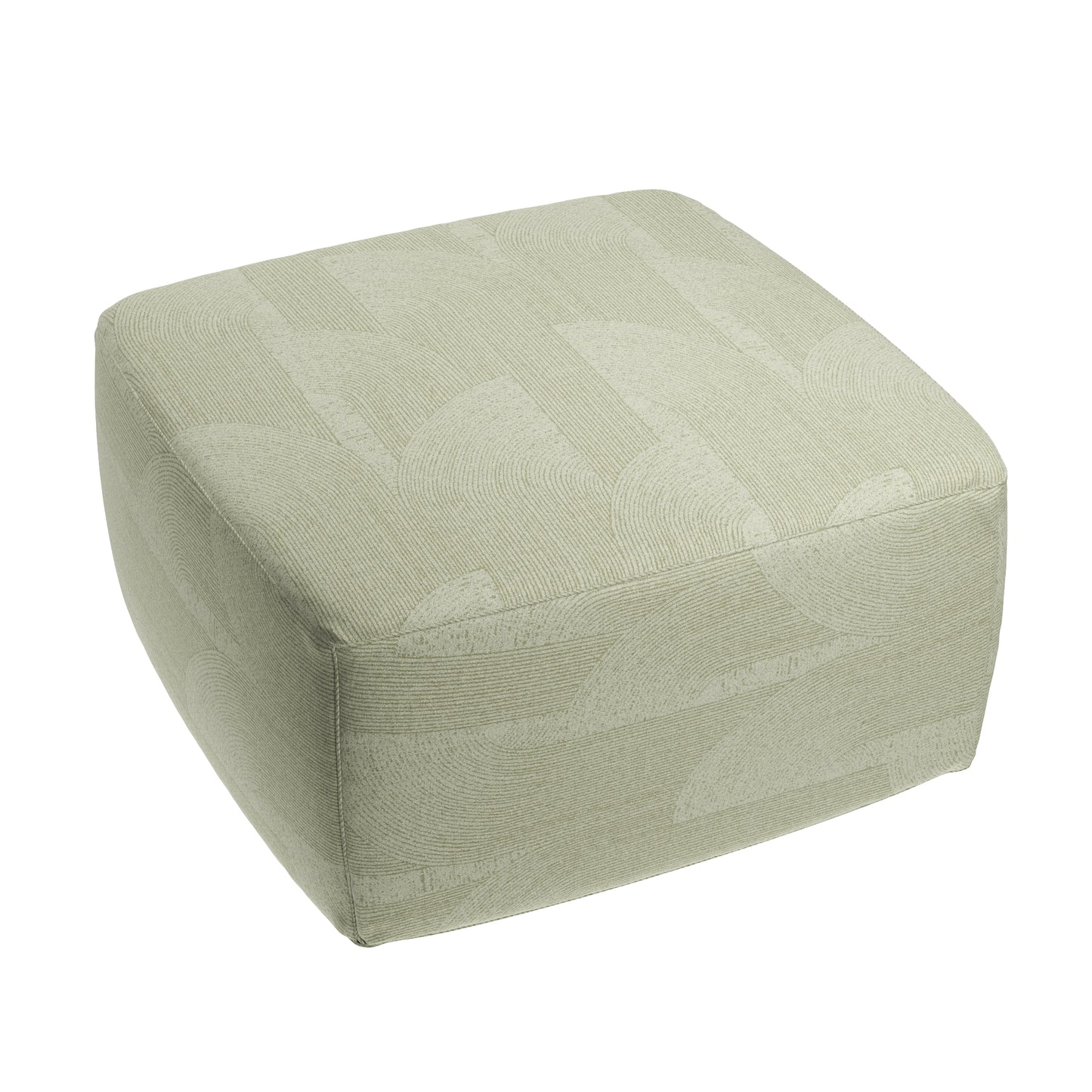 Square Pouf in Make Waves - Parchment