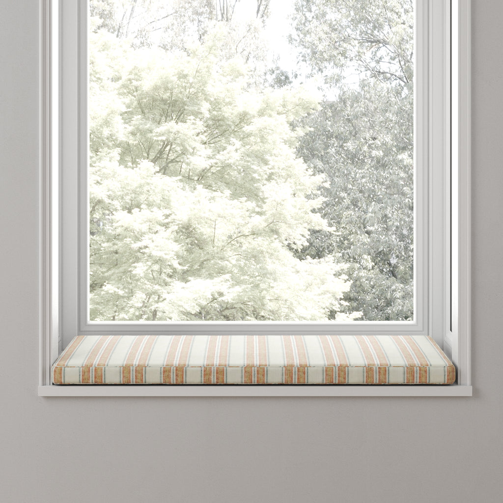 Custom Bench Cushion in French Laundry Stripe - Apricot