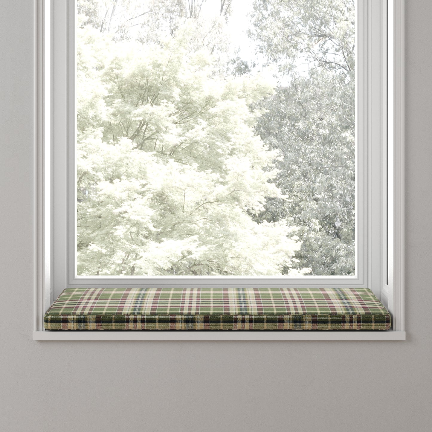 Custom Bench Cushion in Tartan - Evergreen
