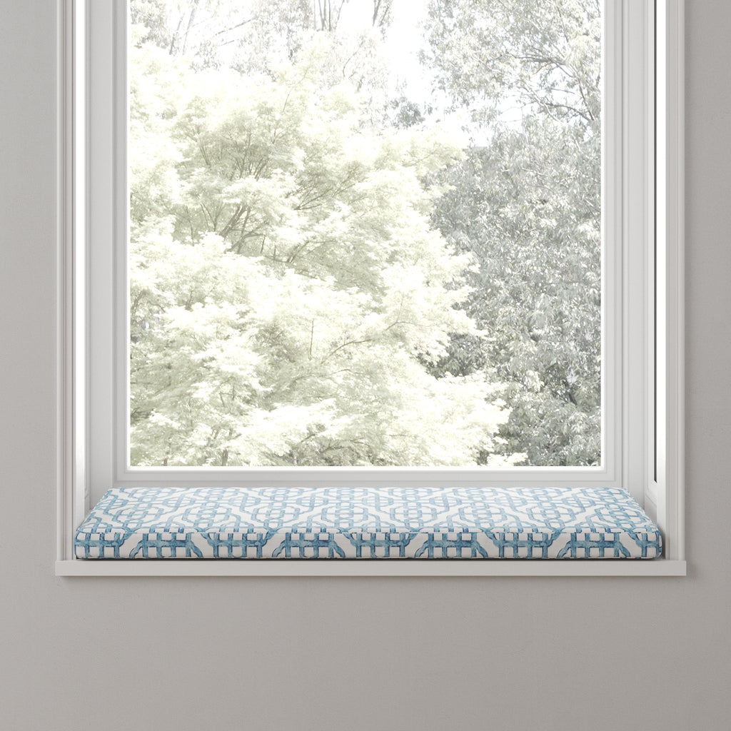 Custom Bench Cushion in Trellis Like It Is - Waves