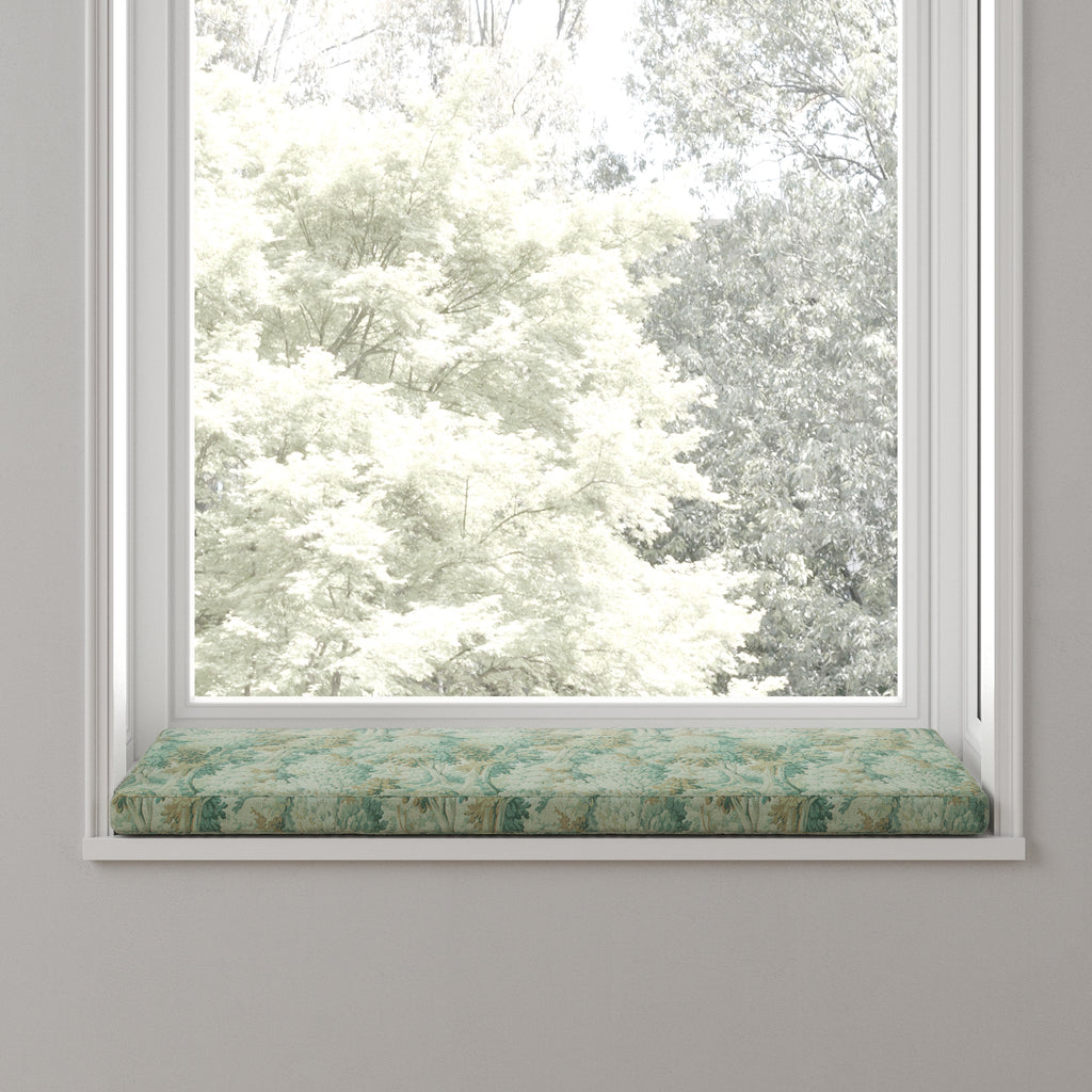 Custom Bench Cushion in Enchanted Forest - Mineral