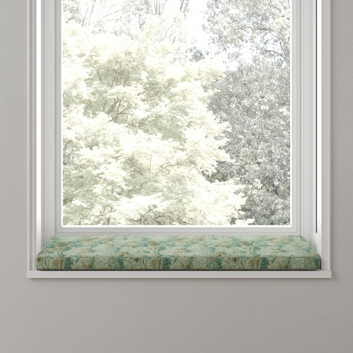 Custom Bench Cushion in Enchanted Forest - Mineral