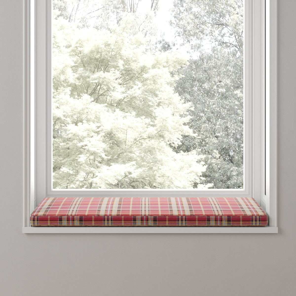 Custom Bench Cushion in Tartan - Redwood