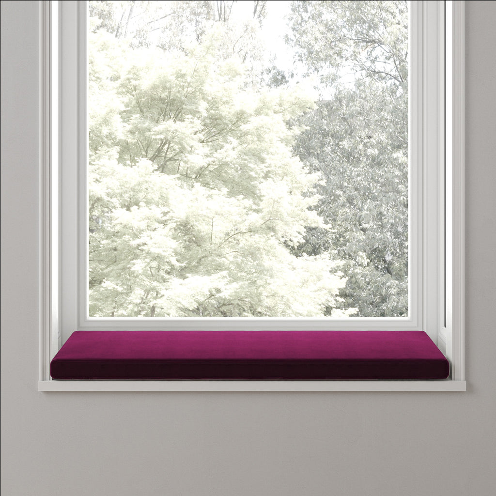 Custom Bench Cushion in Performance Velvet - Burgundy