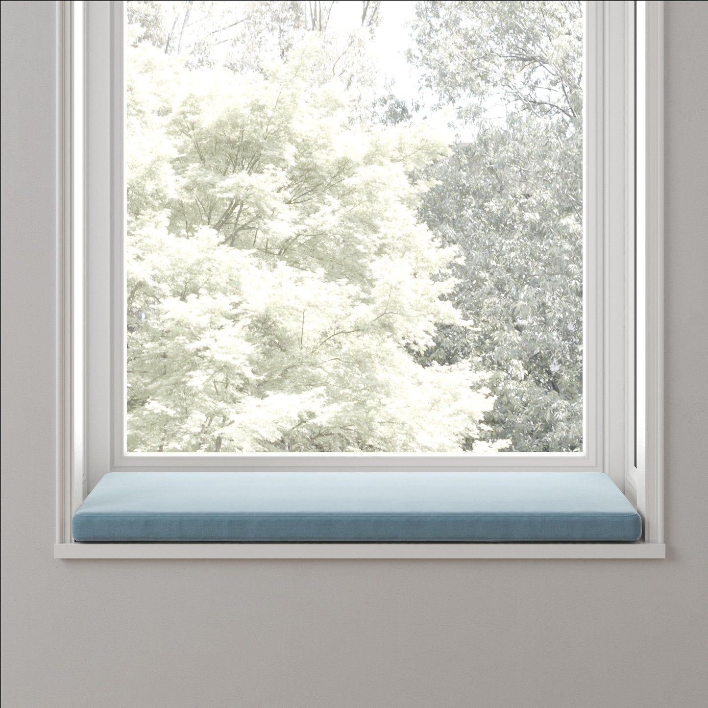 Custom Bench Cushion in Performance Velvet - Light Denim