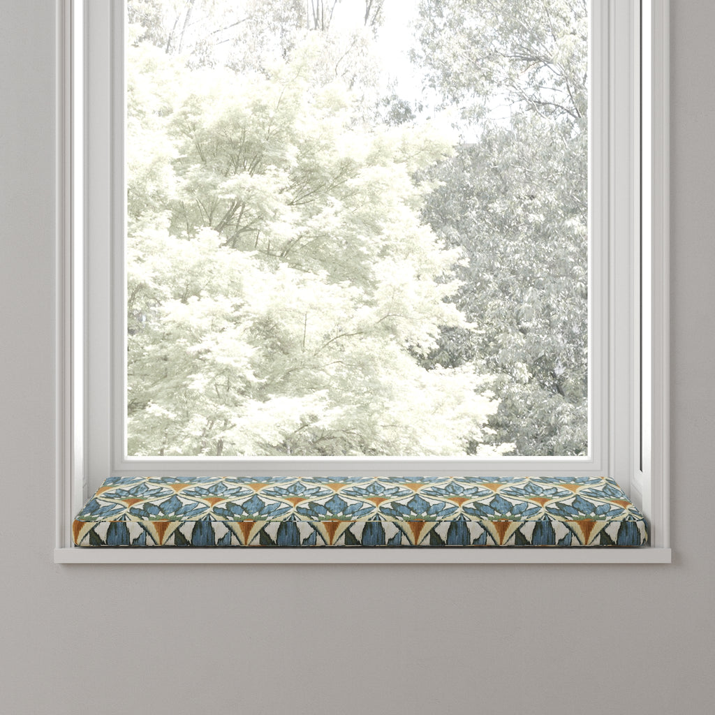 Custom Bench Cushion in Petal Press - Aquamarine