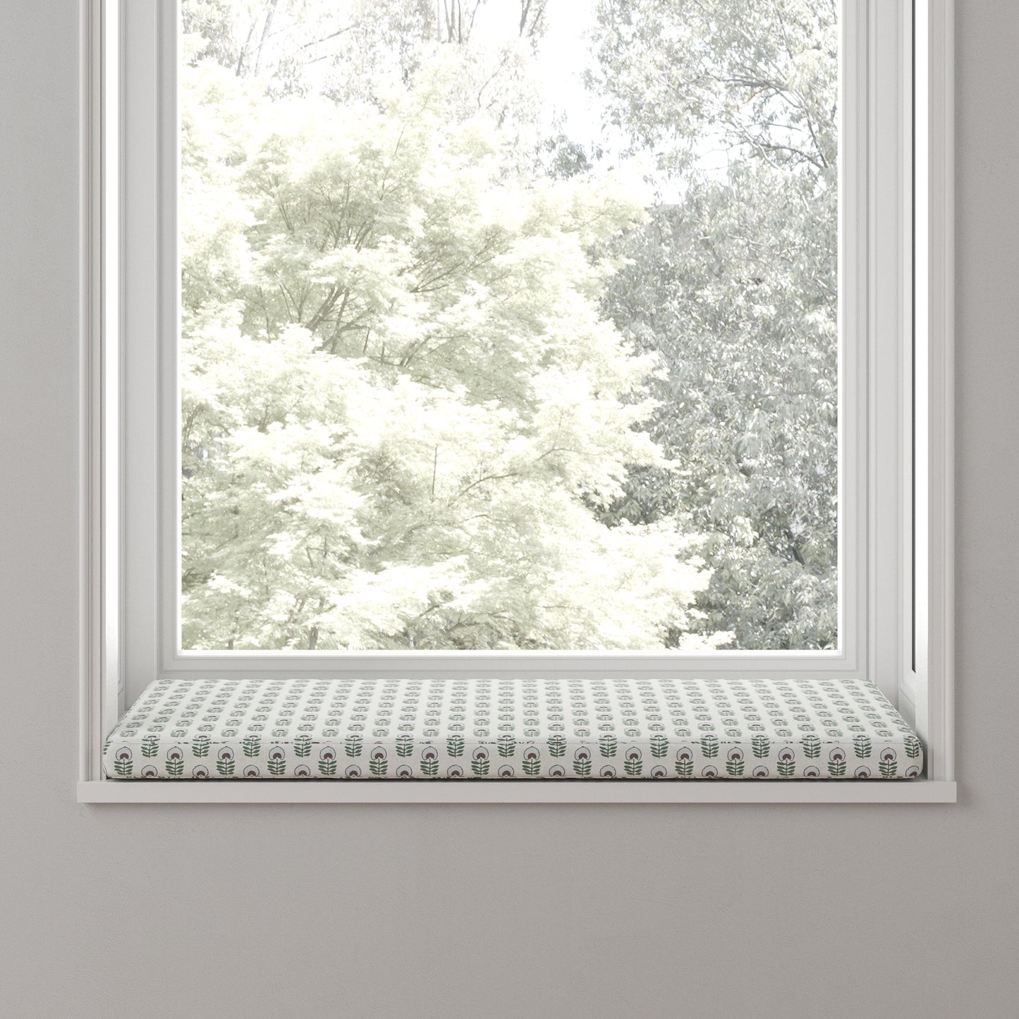 Custom Bench Cushion in Mini Florals - Sky Garden