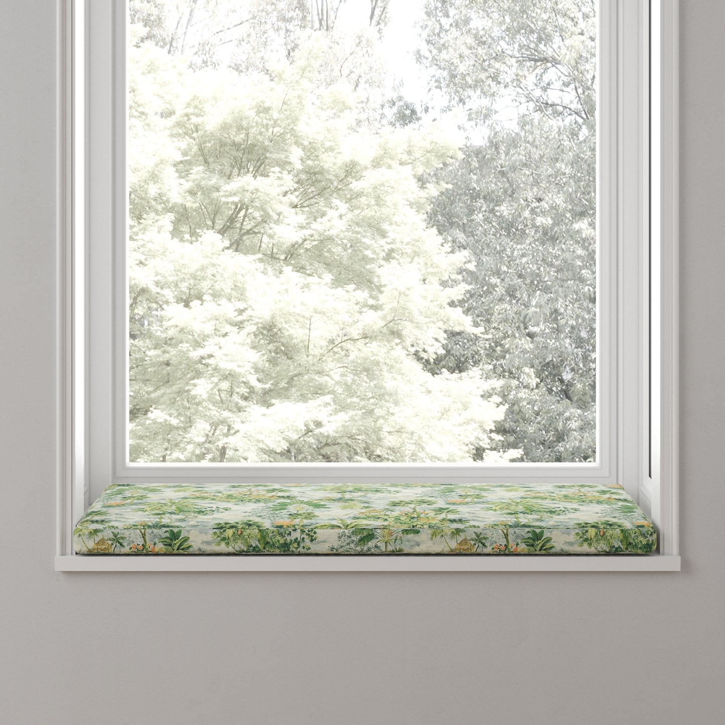 Custom Bench Cushion in Tropical Toile - Palm