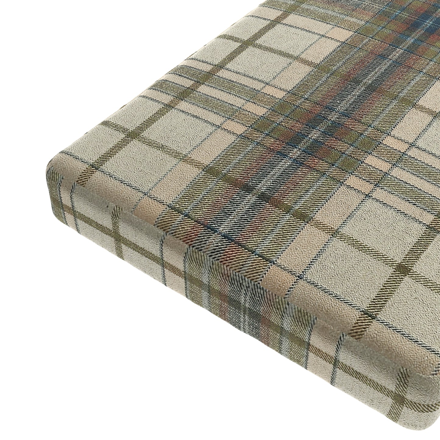 Custom Bench Cushion in Tartan - Cappuccino