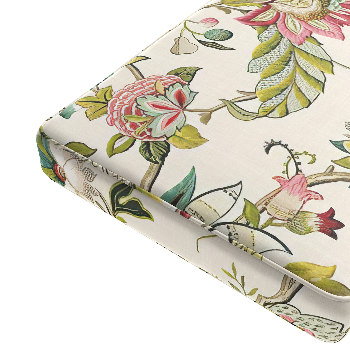 Custom Bench Cushion in Fleur de Leaf - Blossom