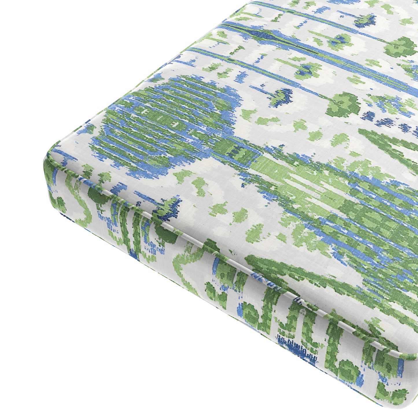Custom Bench Cushion in Ikat Believe it Kelly