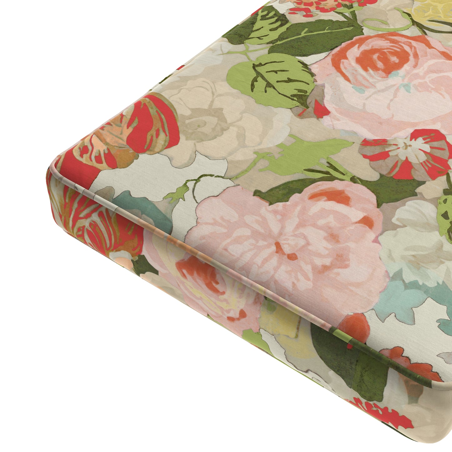 Custom Bench Cushion in Garden Tea Time - Pink