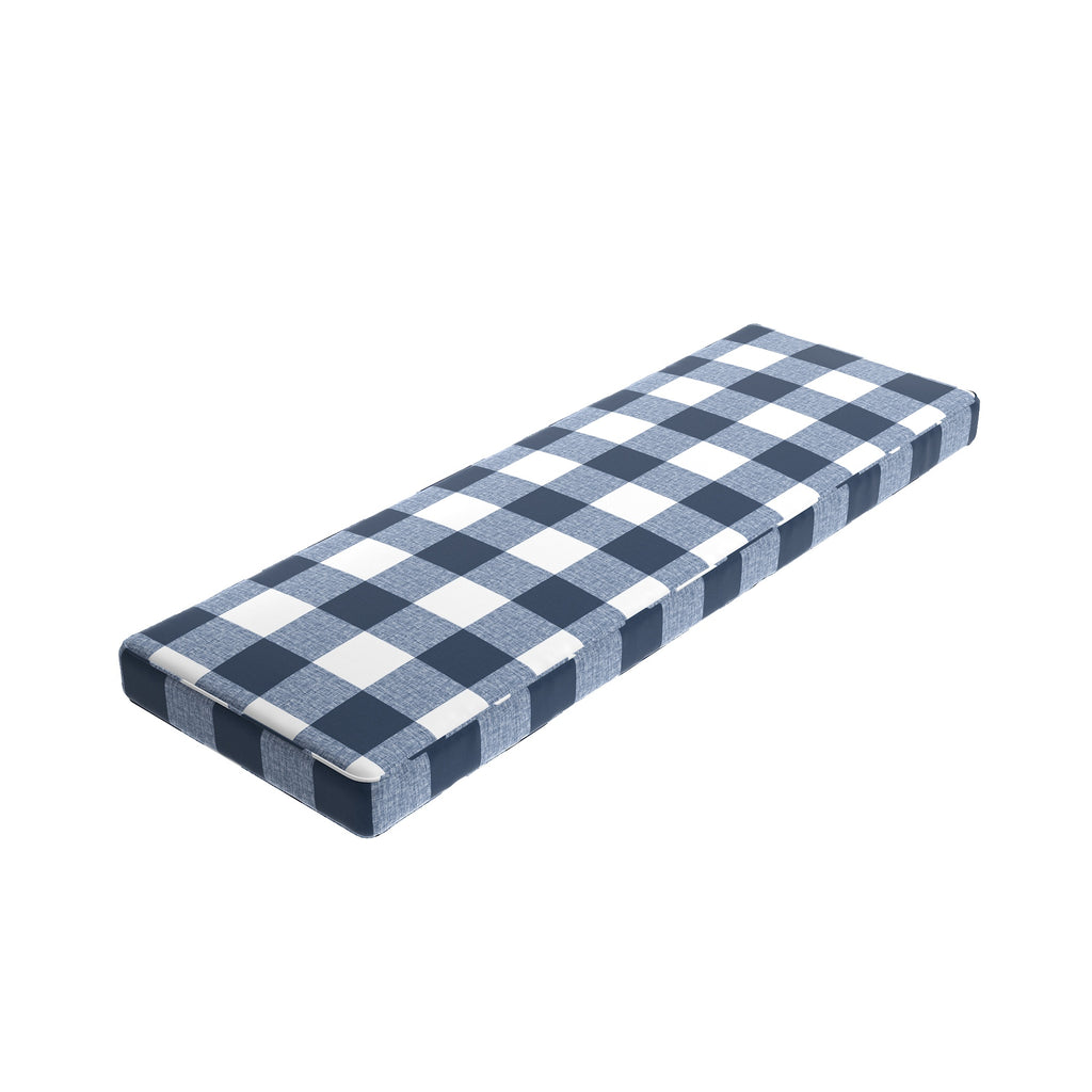 Custom Bench Cushion in Buffalo Check - Navy