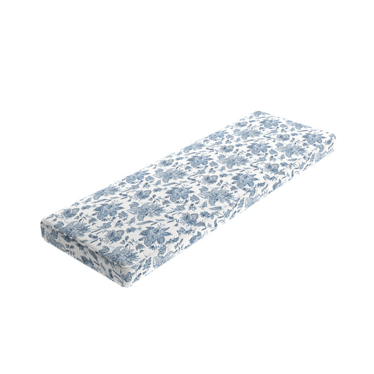 Custom Bench Cushion in Toile - Blue Skies