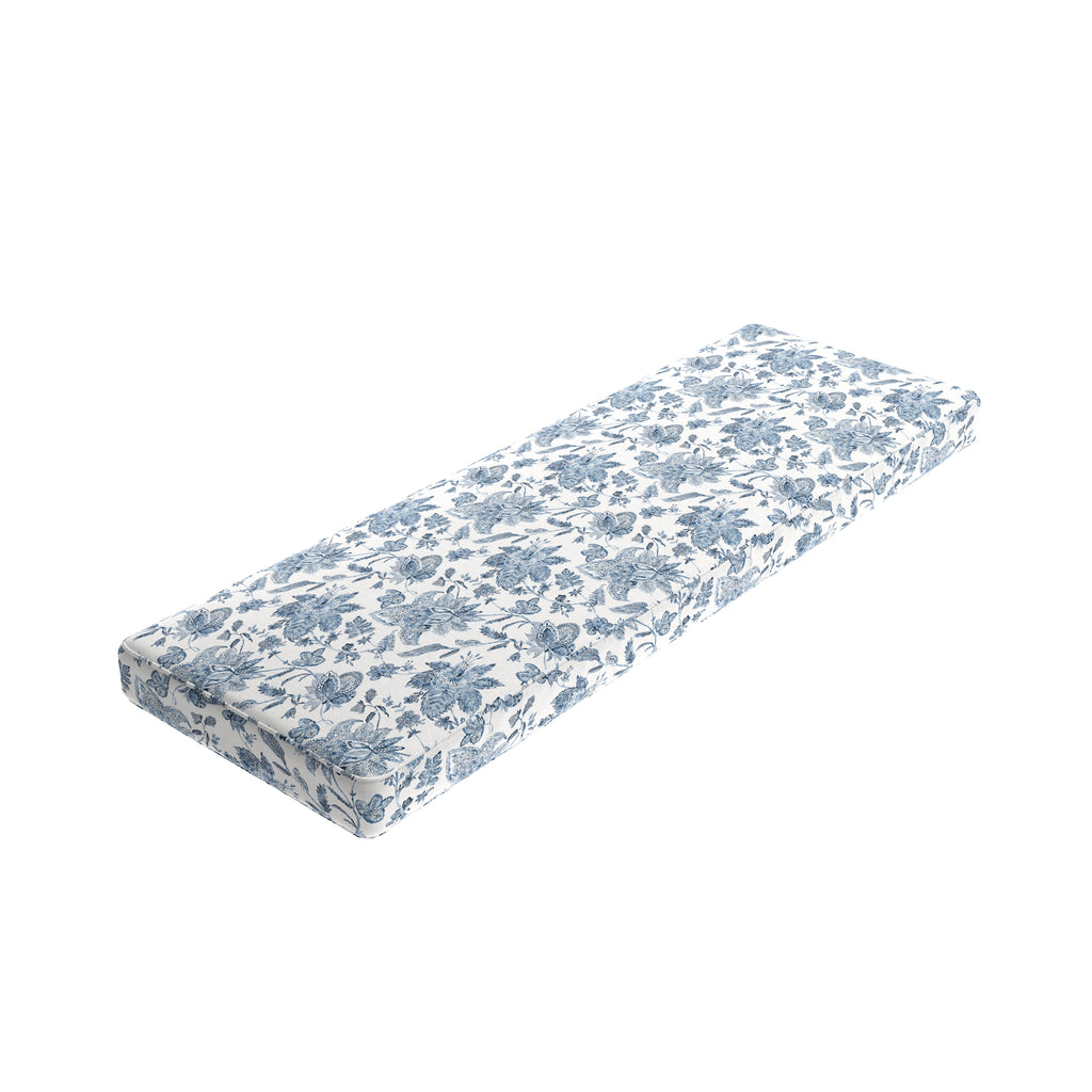 Custom Bench Cushion in Toile - Blue Skies