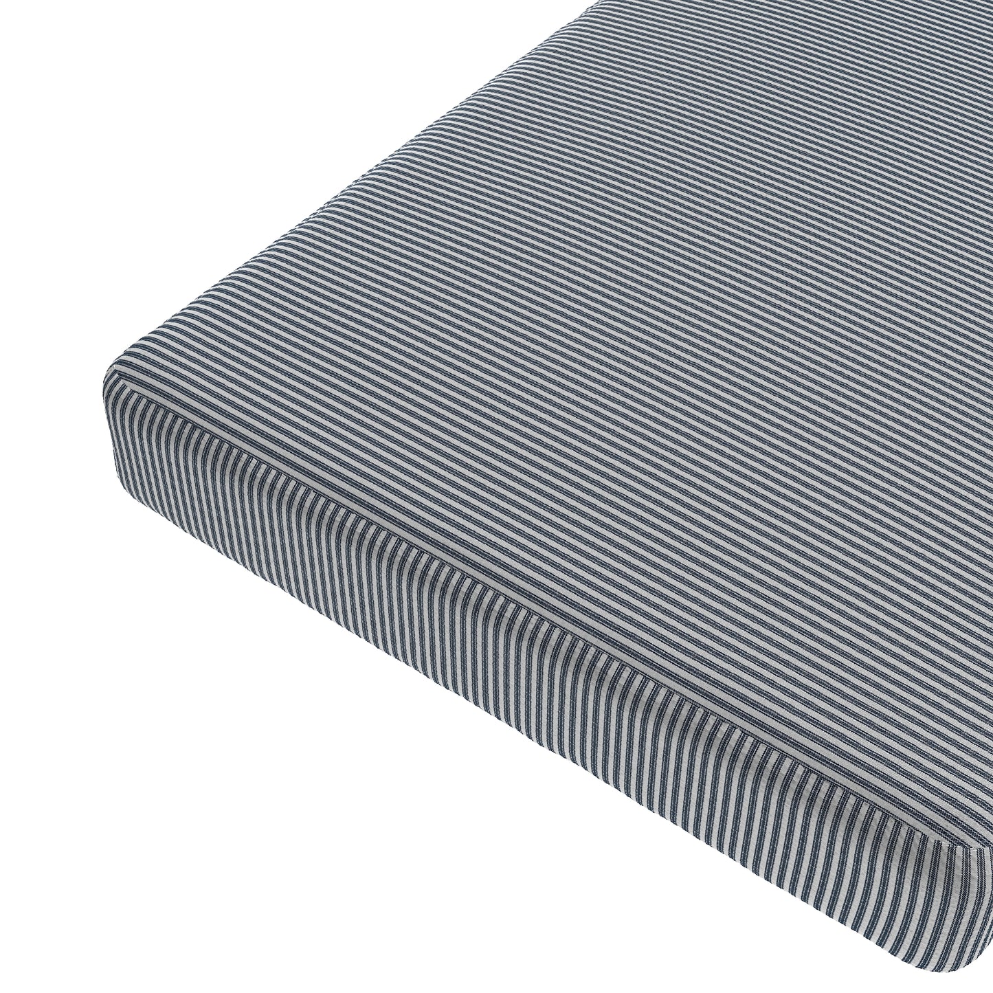 Custom Bench Cushion in Little White Line Blueberry