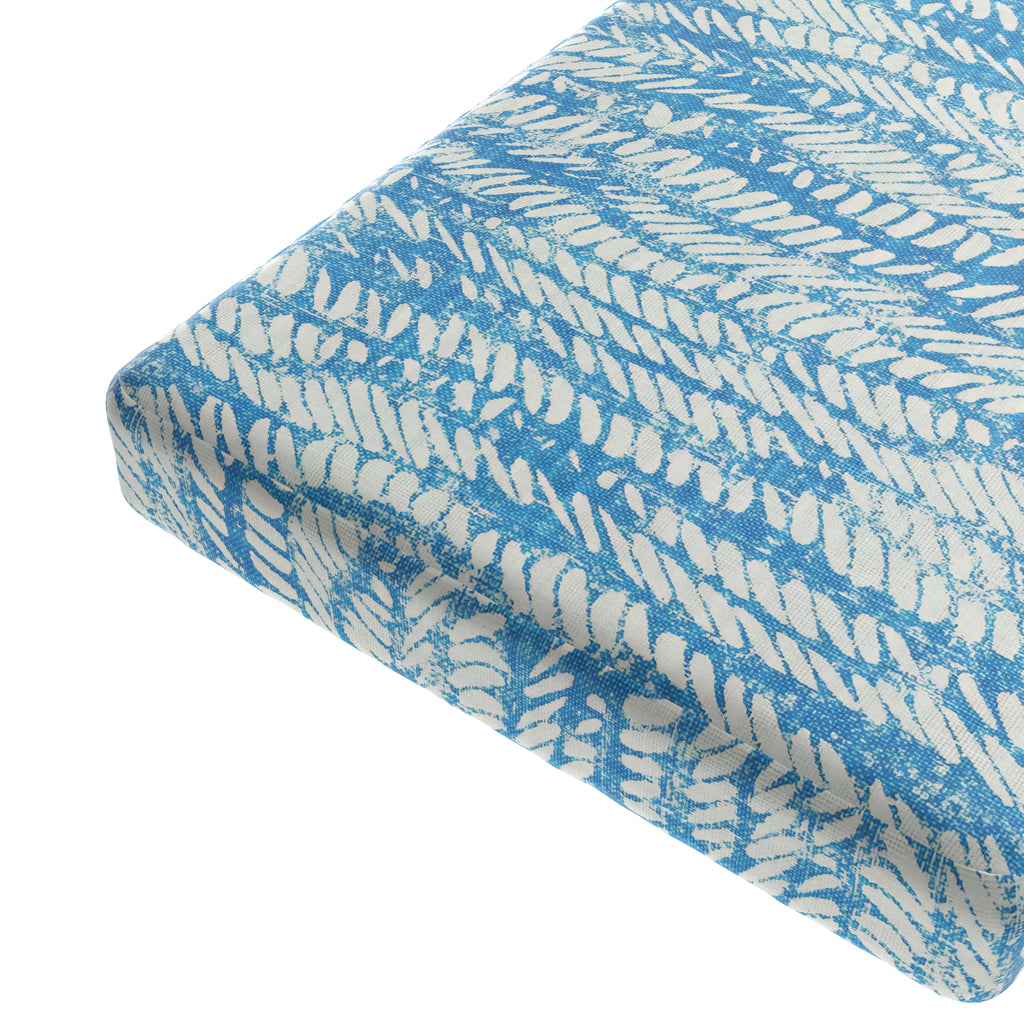 Custom Bench Cushion in Rope Walk - Persian Blue