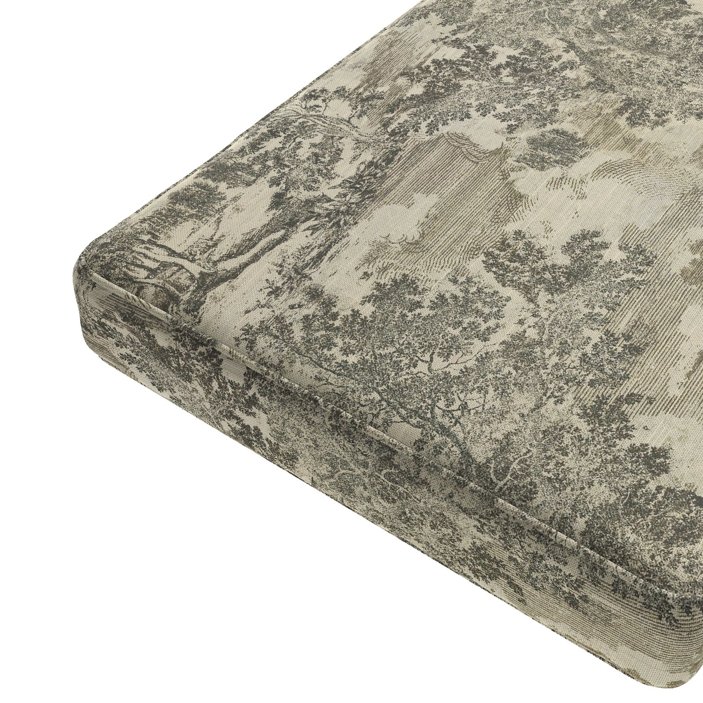 Custom Bench Cushion in Country Toile - Onyx