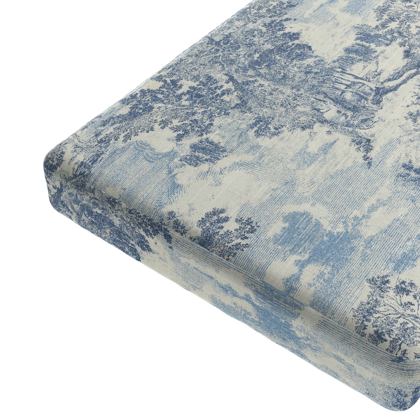 Custom Bench Cushion in Country Toile - Sapphire