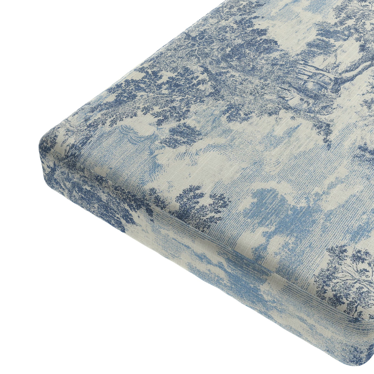 Custom Bench Cushion in Country Toile - Sapphire