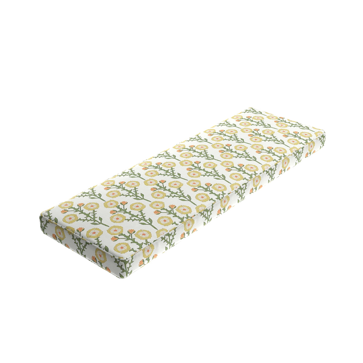 Custom Bench Cushion in Cottage Flowers - Sunbeam