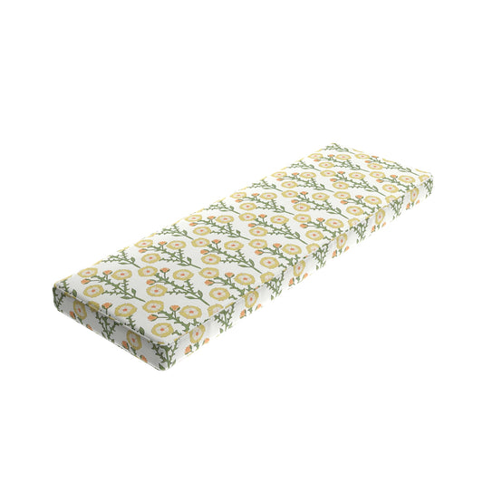 Custom Bench Cushion in Cottage Flowers - Sunbeam
