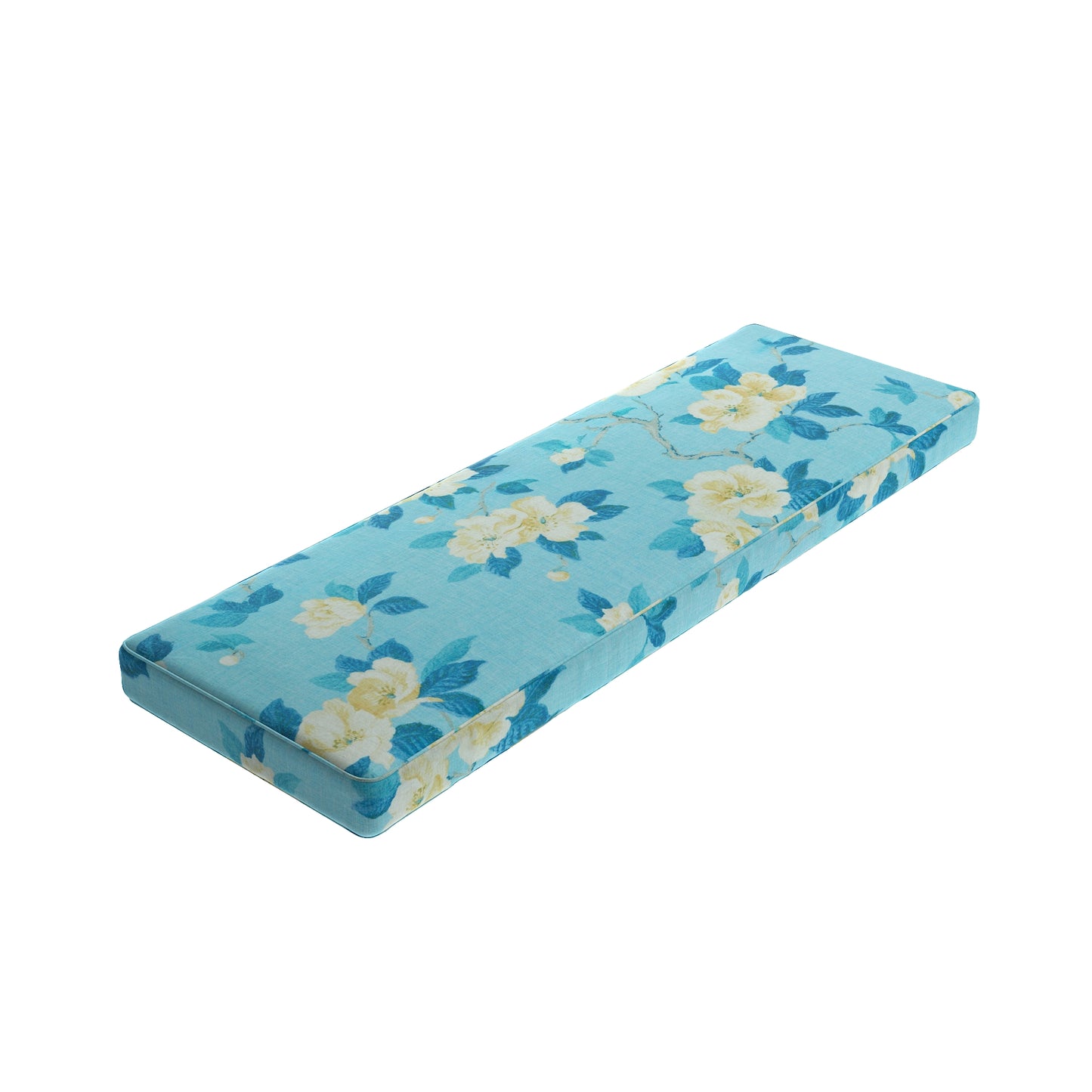 Custom Bench Cushion in Grandma's Floral - Pale Blue