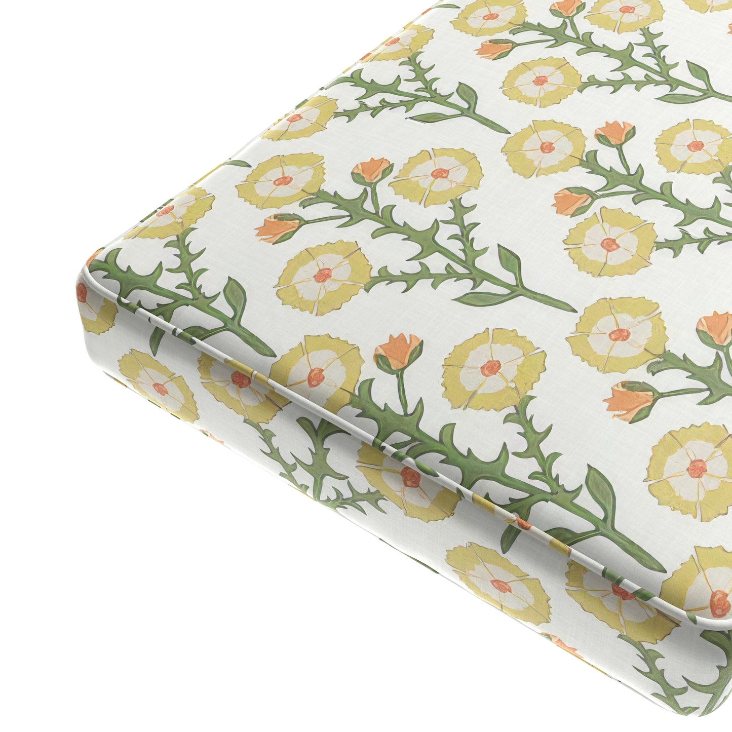Custom Bench Cushion in Cottage Flowers - Sunbeam