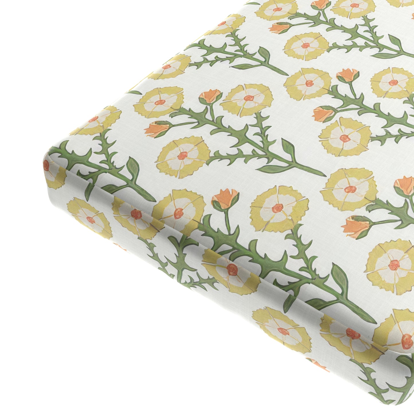 Custom Bench Cushion in Cottage Flowers - Sunbeam