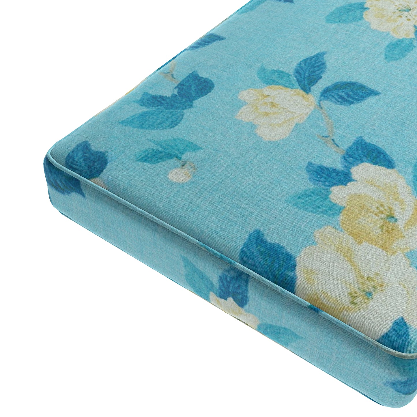 Custom Bench Cushion in Grandma's Floral - Pale Blue
