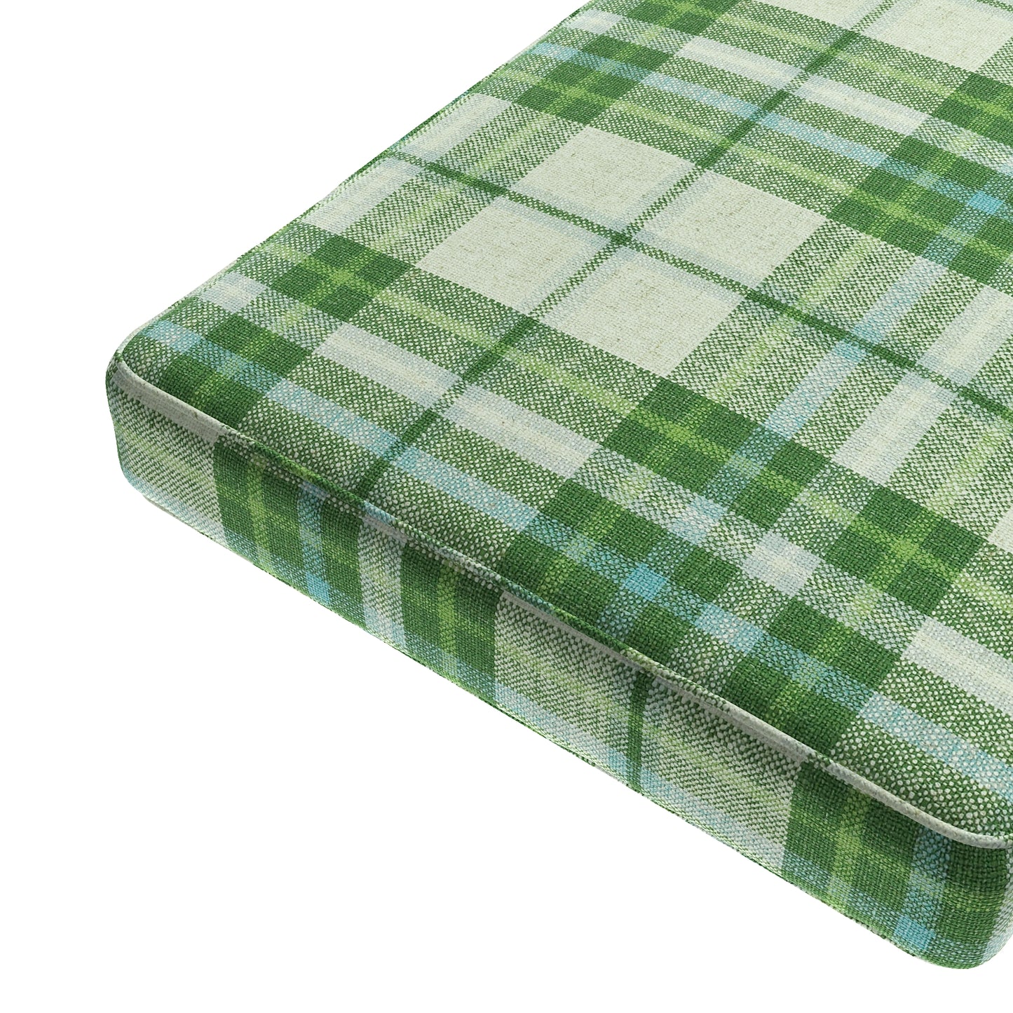 Custom Bench Cushion in Summer Plaid - Green Apple