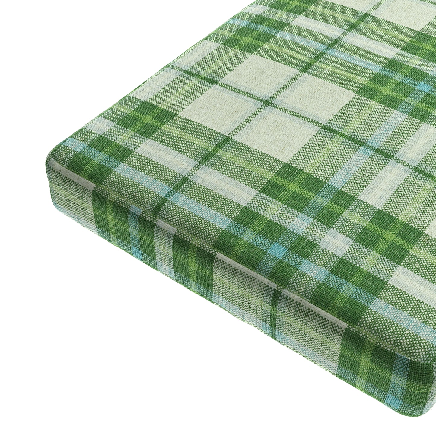 Custom Bench Cushion in Summer Plaid - Green Apple