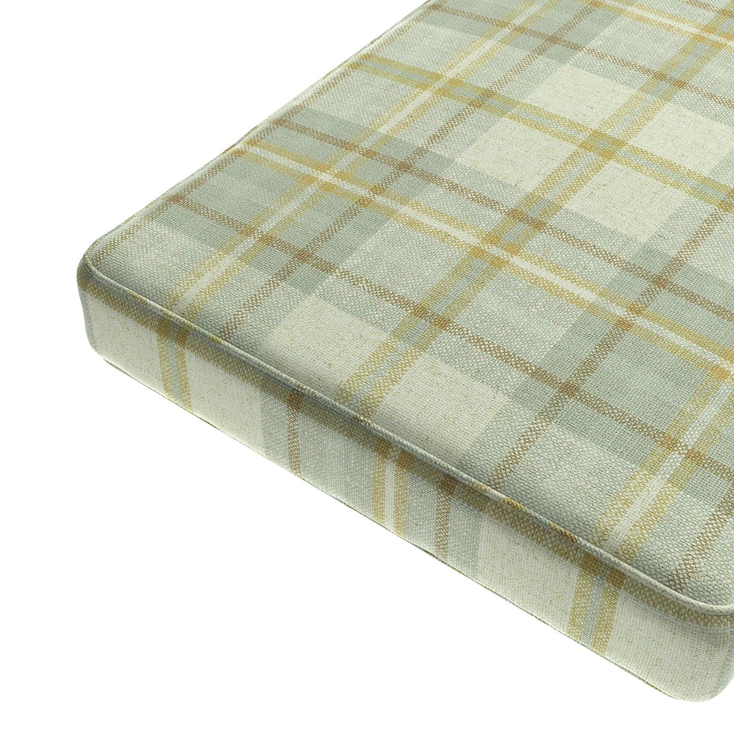 Custom Bench Cushion in Summer Plaid - Stone