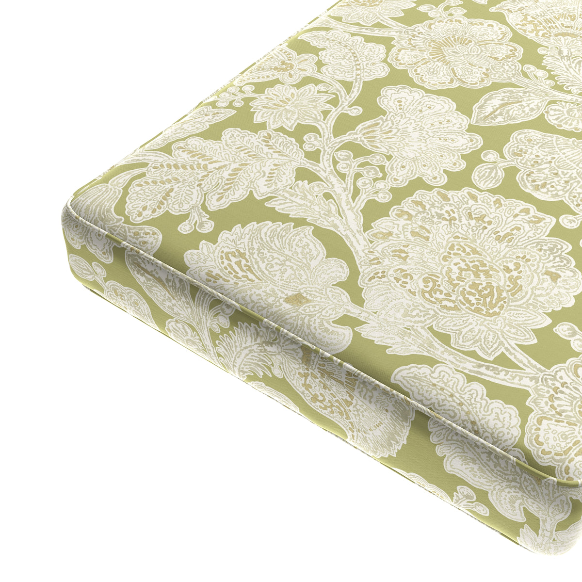 Custom Bench Cushion in English Garden - Sage