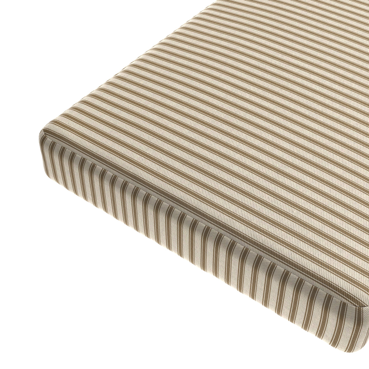 Custom Bench Cushion in Little White Line Cognac