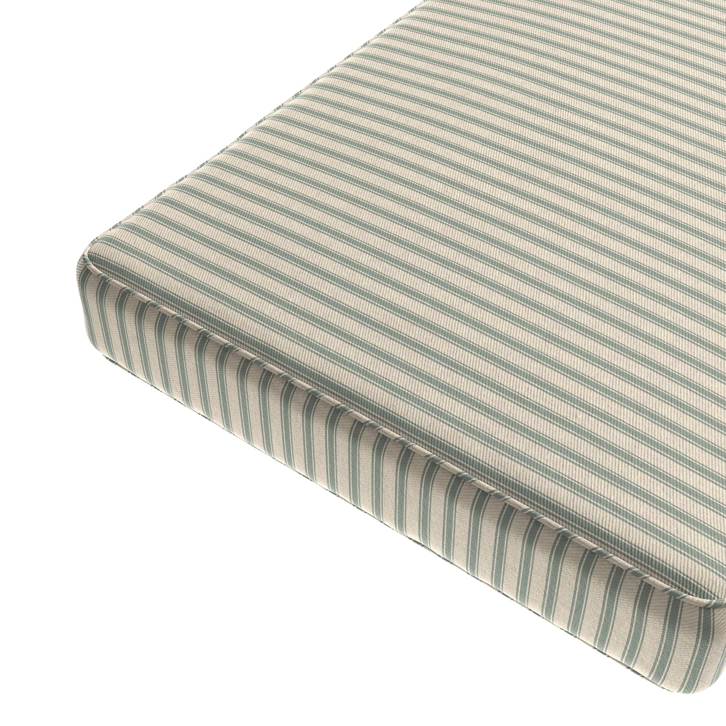 Custom Bench Cushion in Little White Line Seaglass