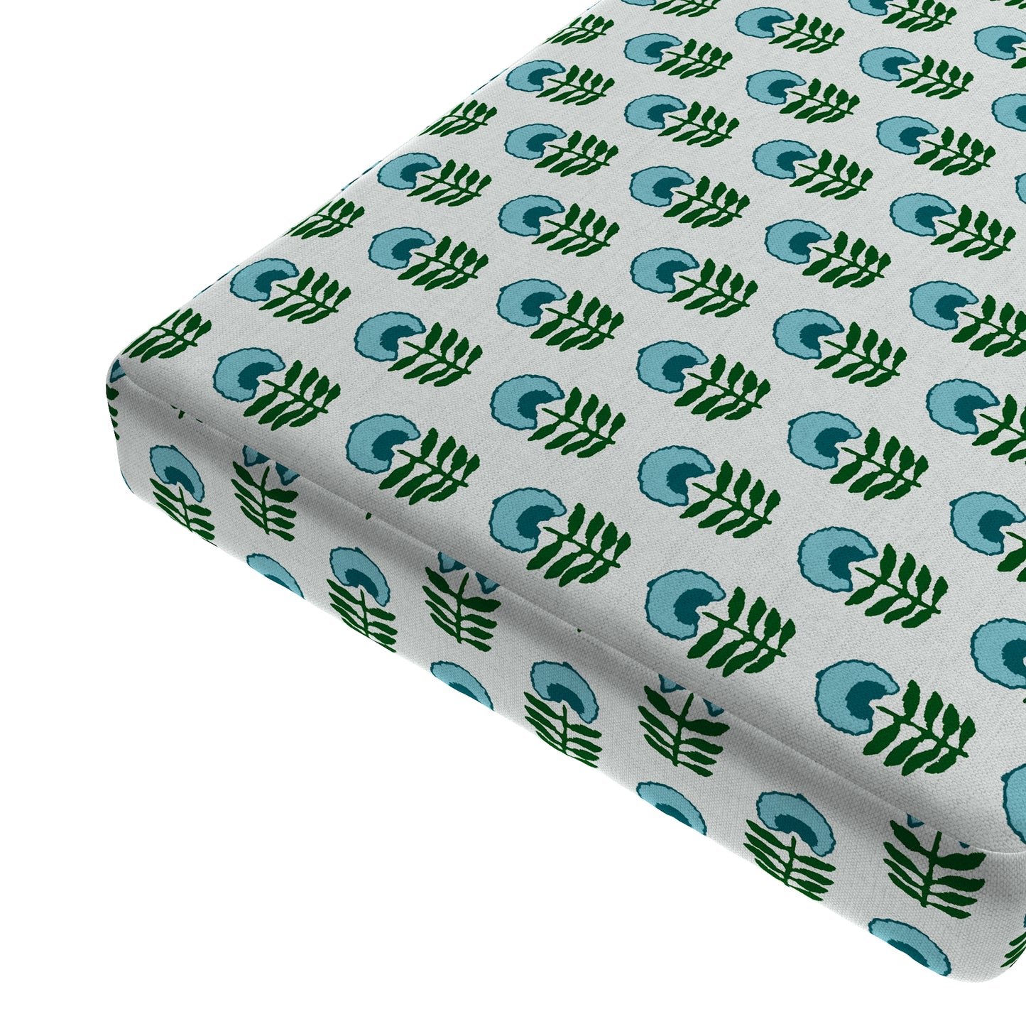 Custom Bench Cushion in Mini Florals - Mountain Teal