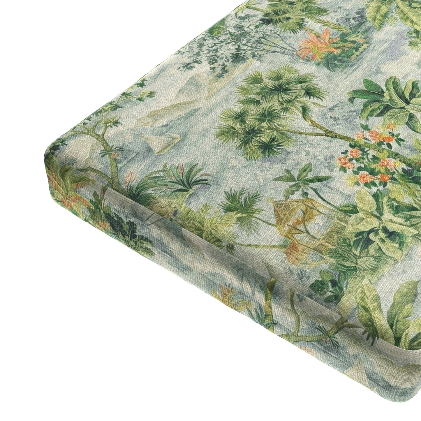 Custom Bench Cushion in Tropical Toile - Palm