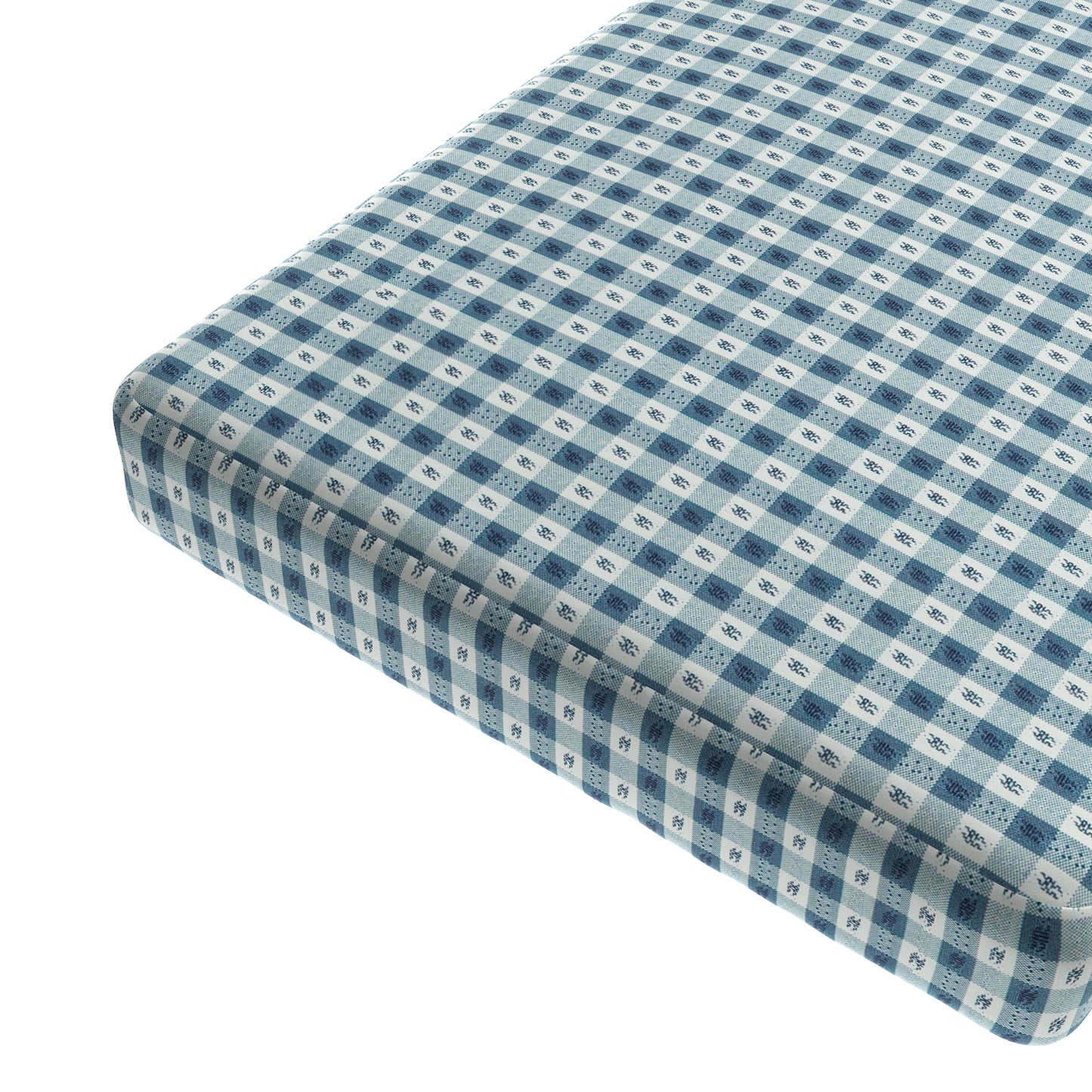 Custom Bench Cushion in Luxe Gingham - Chambray